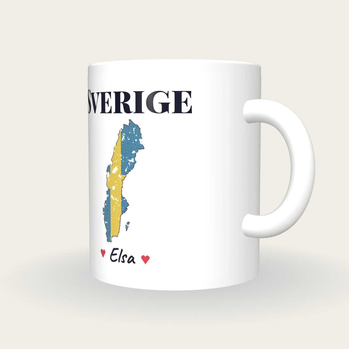 Personalised Sweden Map Mug, Sverige, three-quarter view