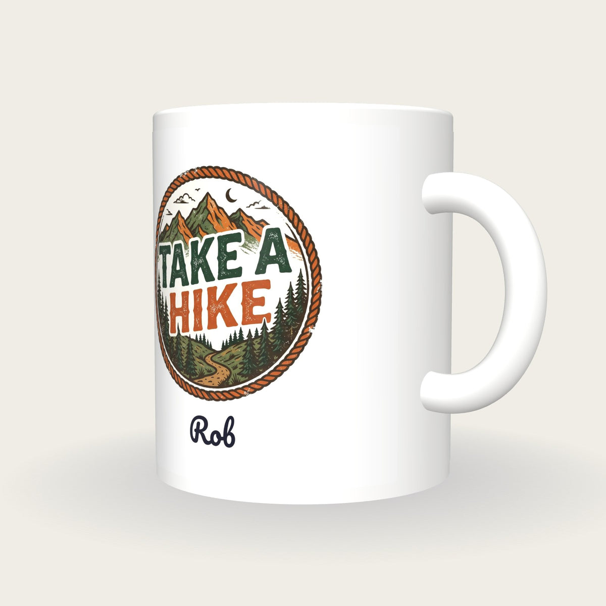 Personalised Take A Hike Hiking Mug, three-quarter view