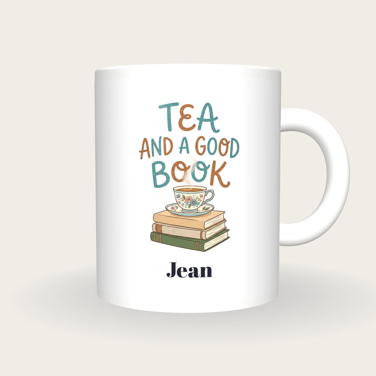Personalised Tea And A Good Book Mug, front