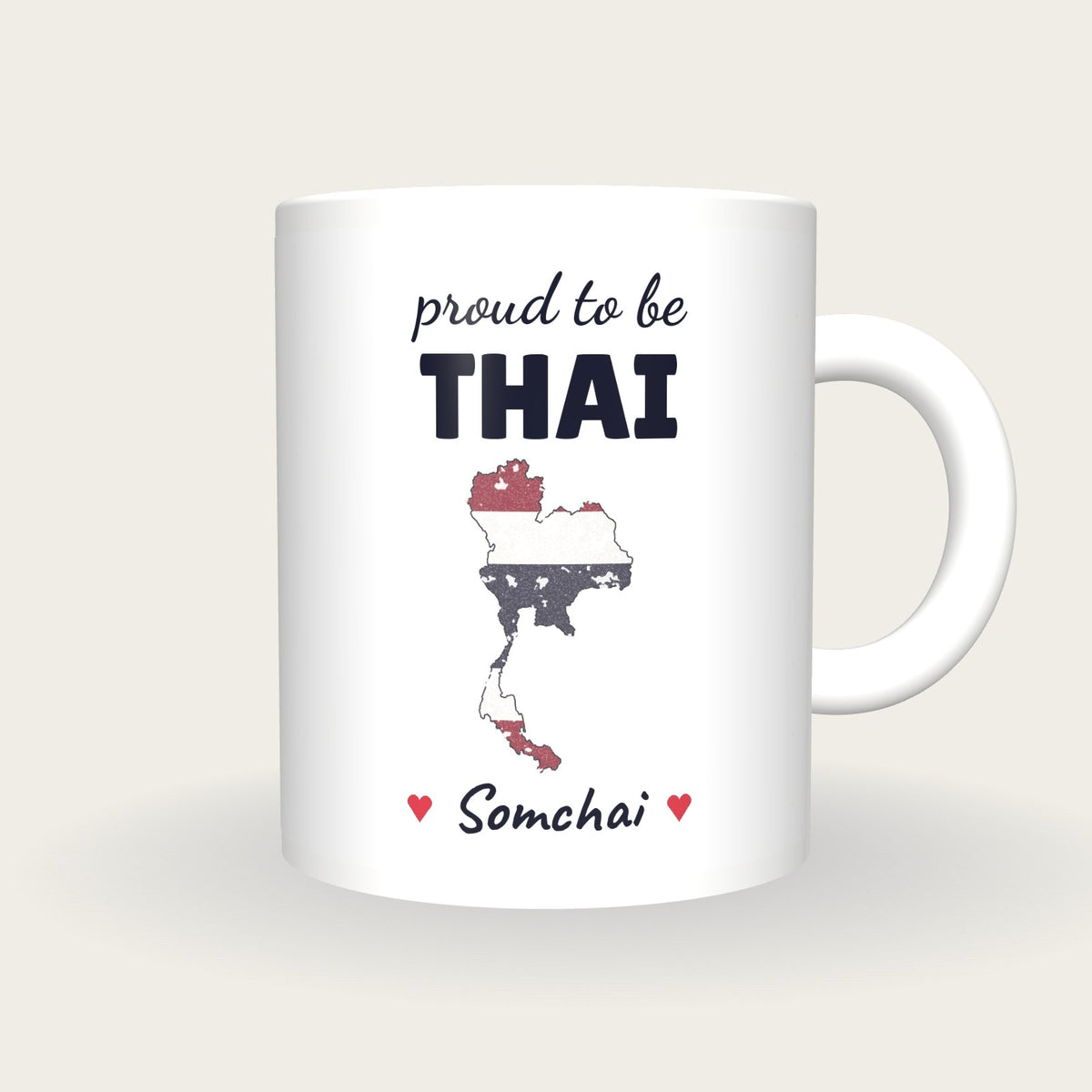 Personalised Thailand Map Mug, Proud To Be Thai, front