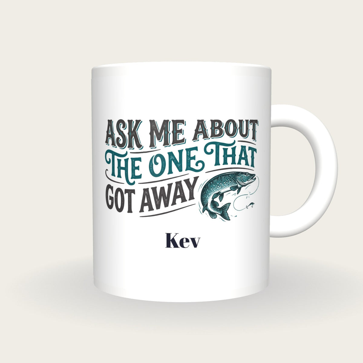 Personalised The One That Got Away Fishing Mug, front