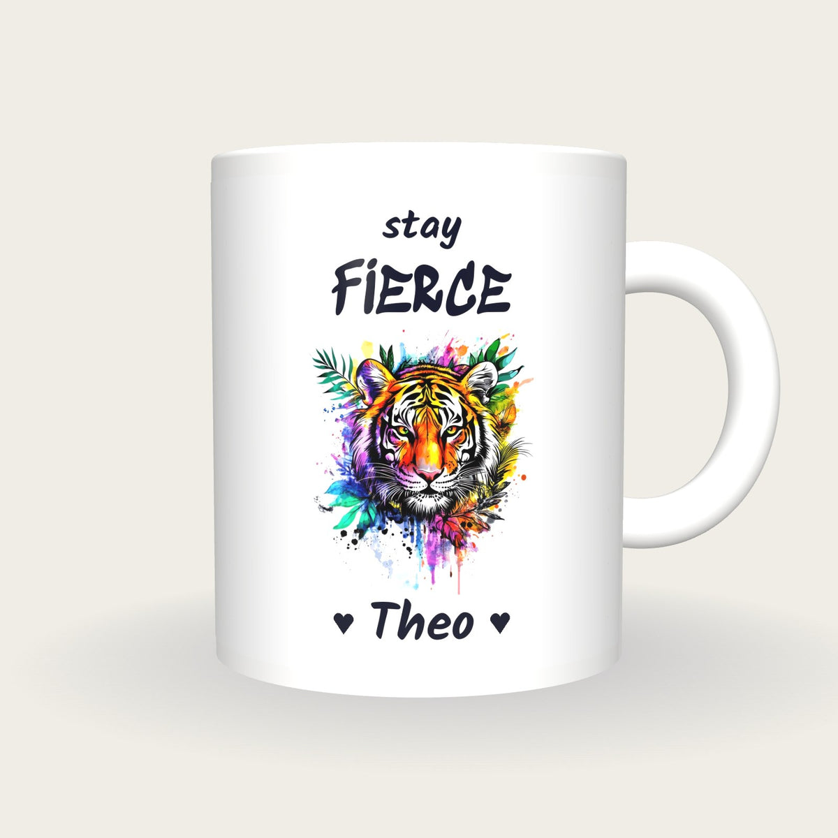 Personalised Tiger Mug, Stay Fierce, front
