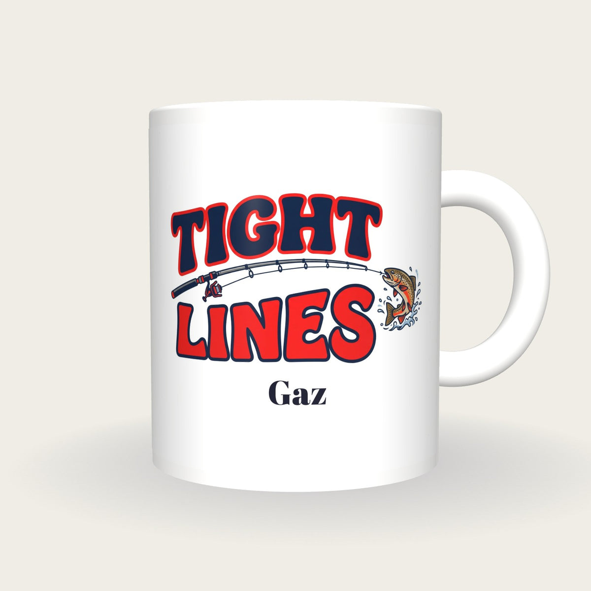 Personalised Tight Lines Fishing Mug, front