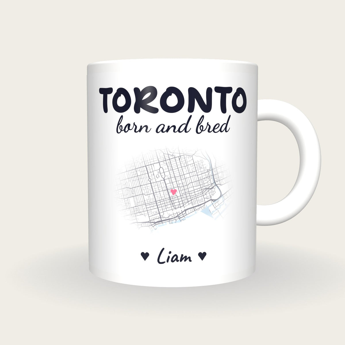 Personalised Toronto Map Mug, Toronto Born And Bred, front