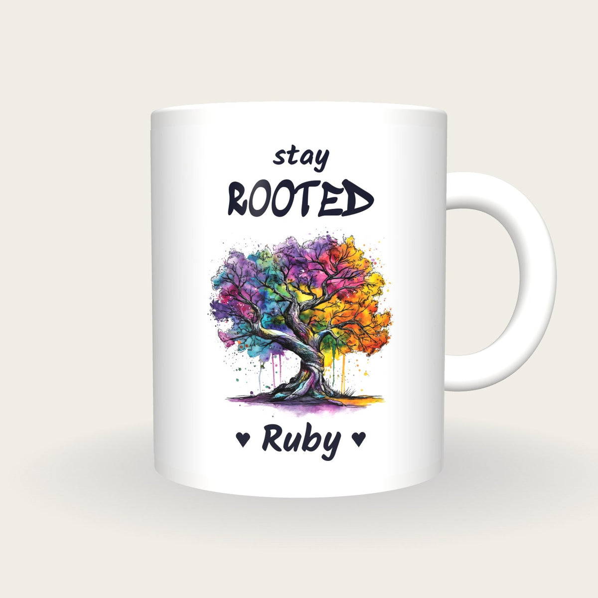 Personalised Tree Mug, Stay Rooted, front