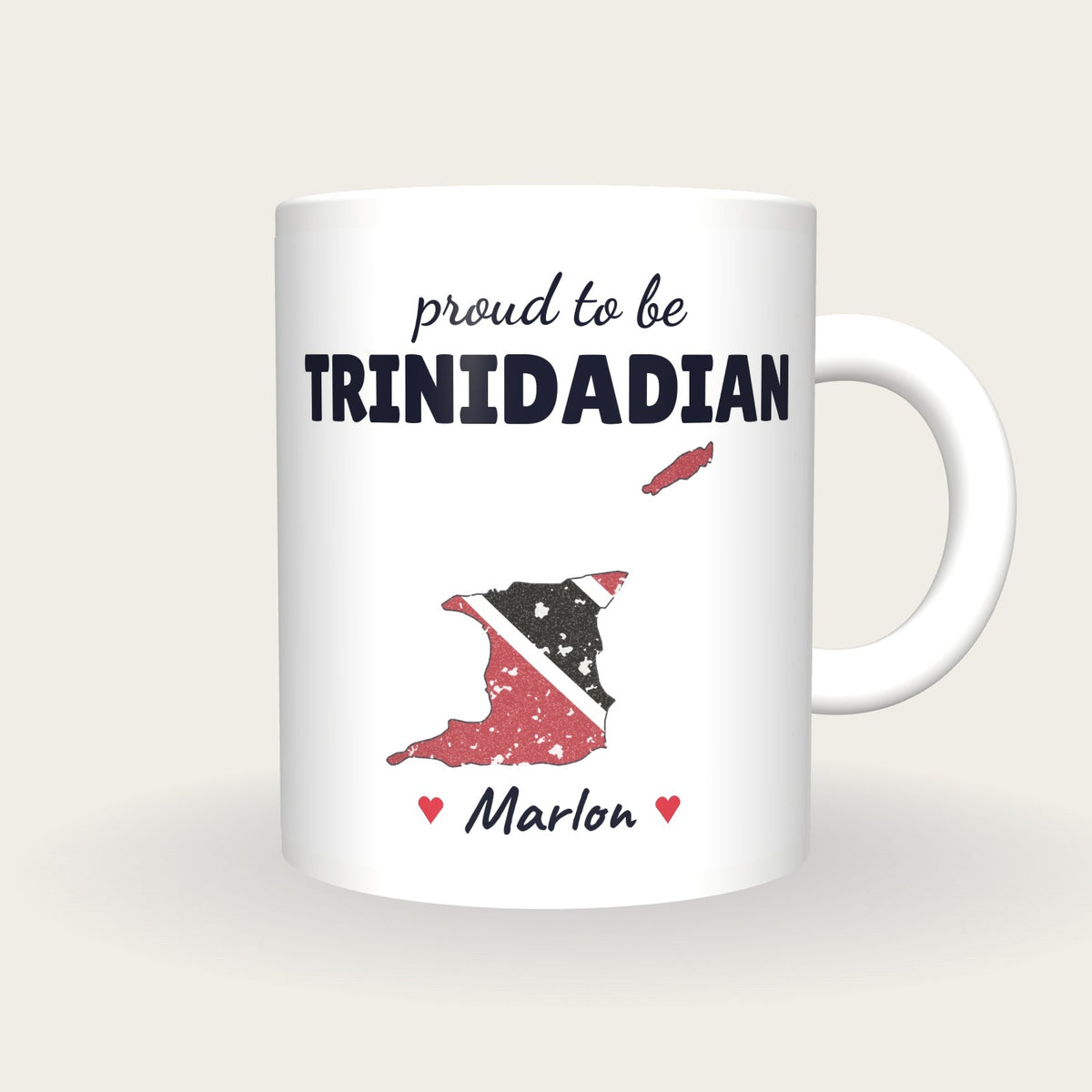 Personalised Trinidad and Tobago Map Mug, Proud To Be Trinidadian, front