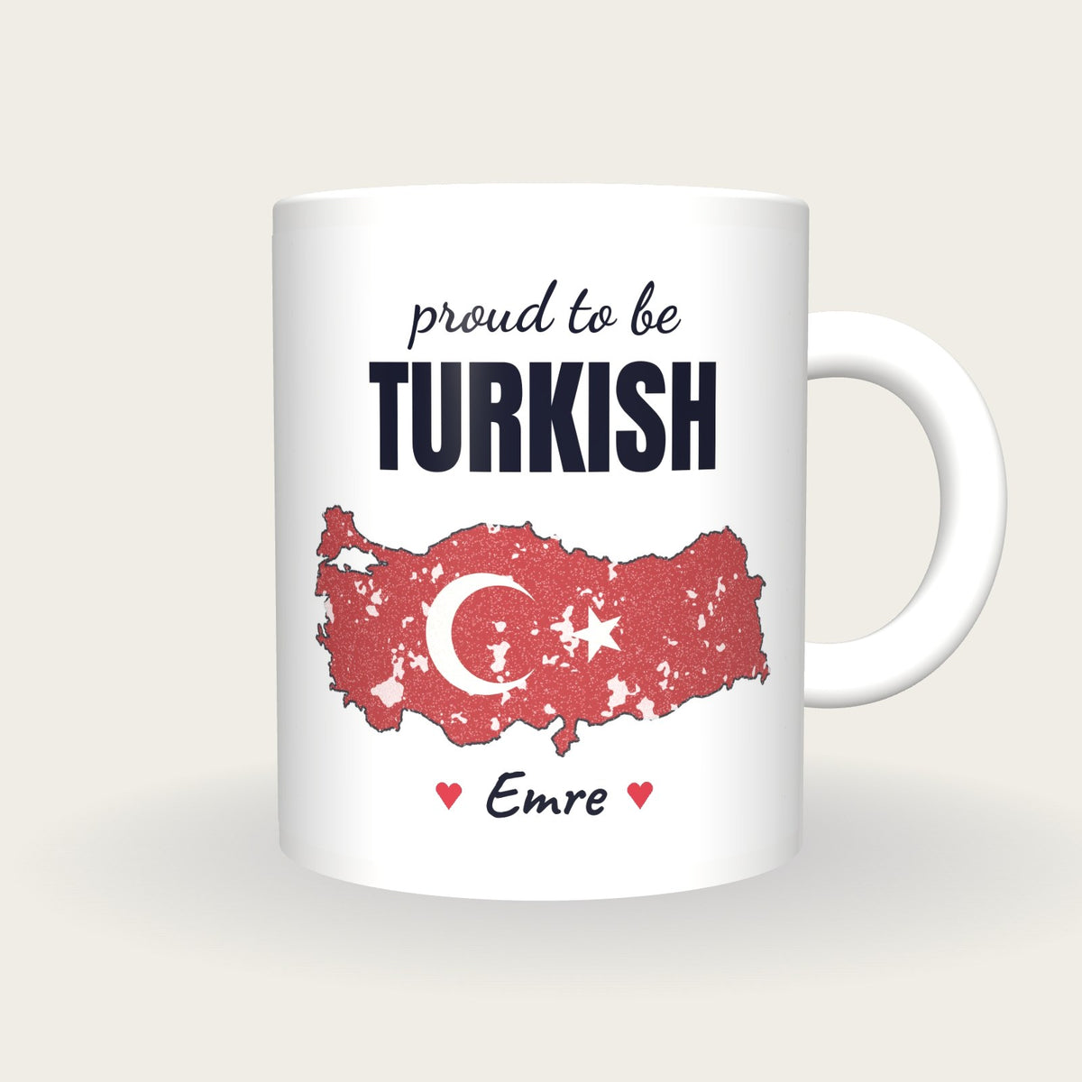 Personalised Turkey Map Mug, Proud To Be Turkish, front