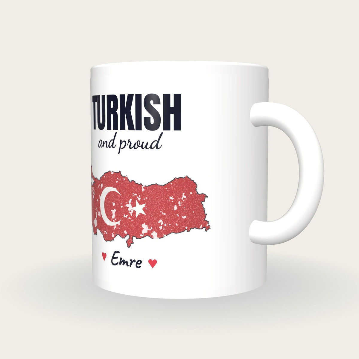 Personalised Turkey Map Mug, Turkish And Proud, three-quarter view