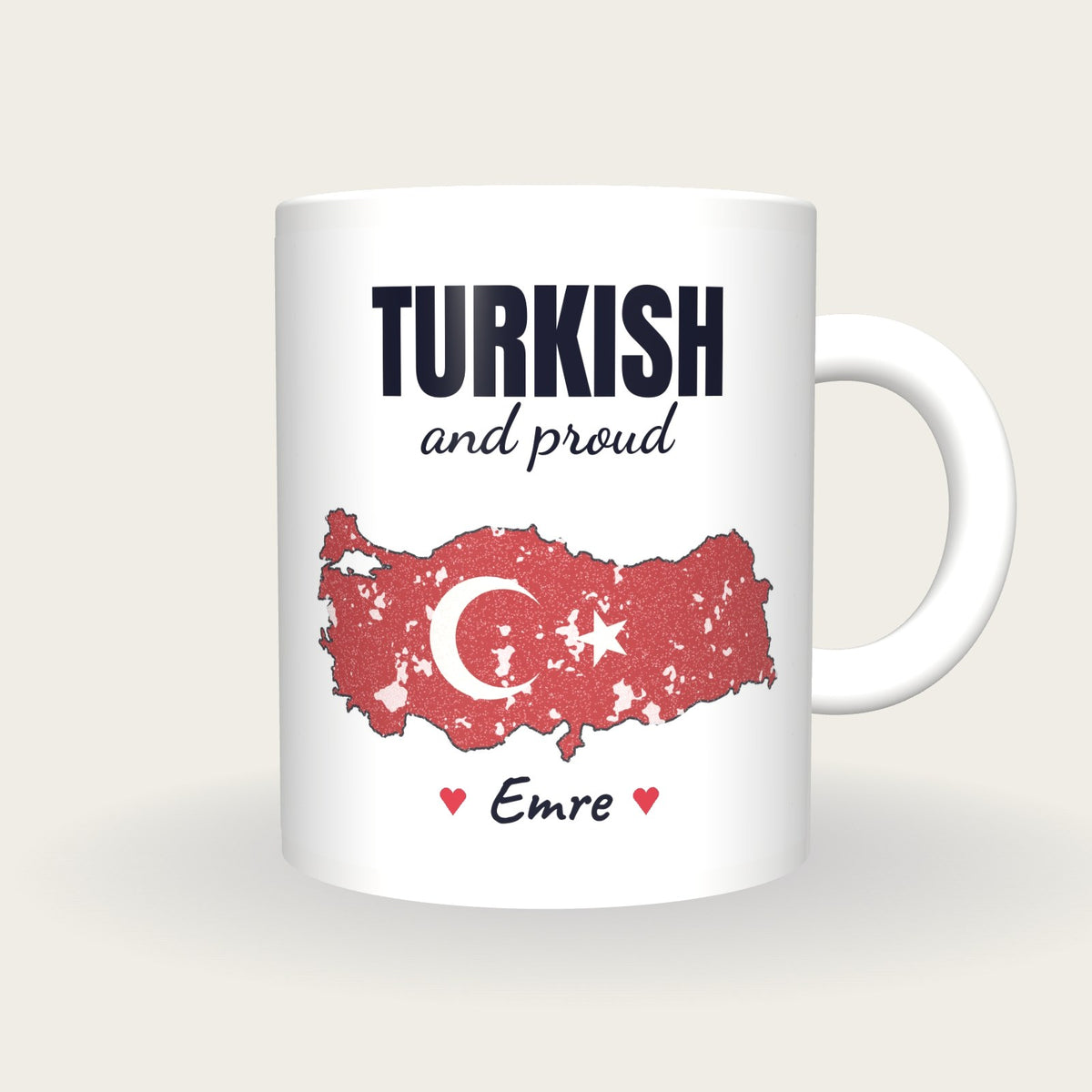 Personalised Turkey Map Mug, Turkish And Proud, front
