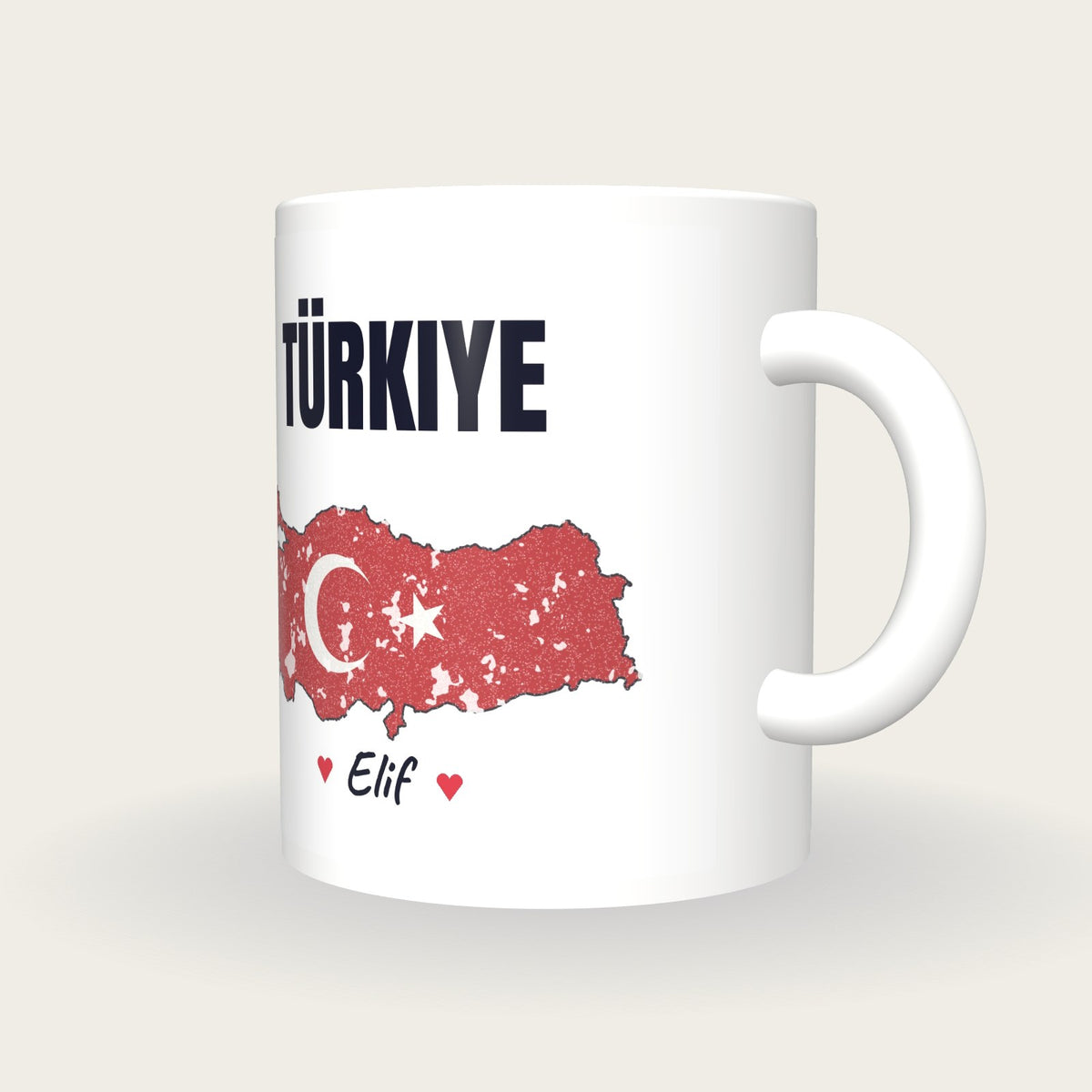 Personalised Turkey Map Mug, Türkiye, three-quarter view