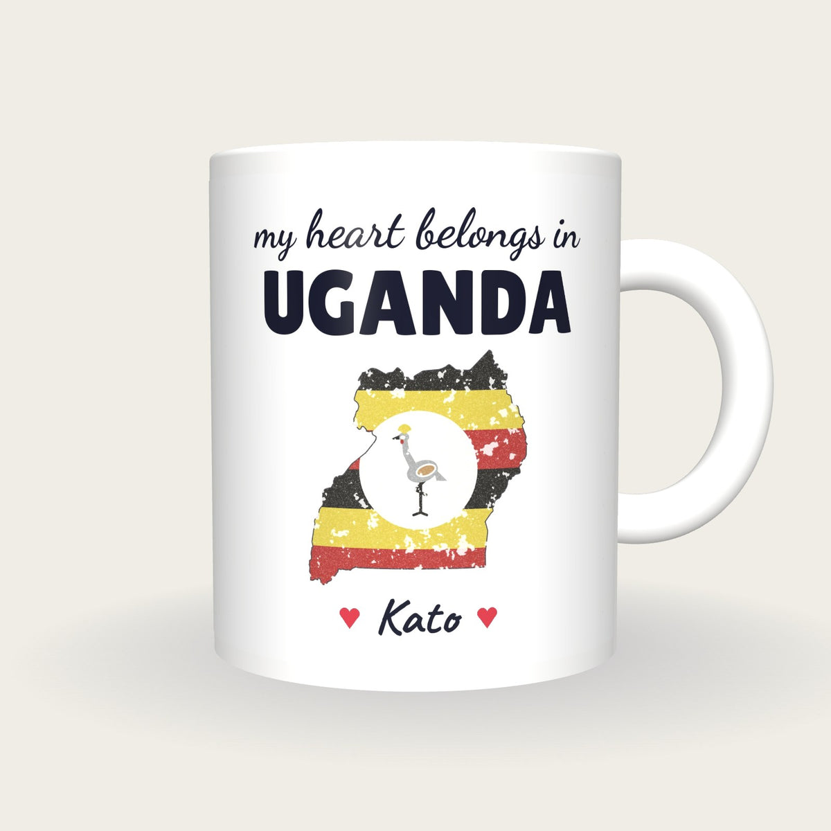 Personalised Uganda Map Mug, My Heart Belongs In Uganda, front
