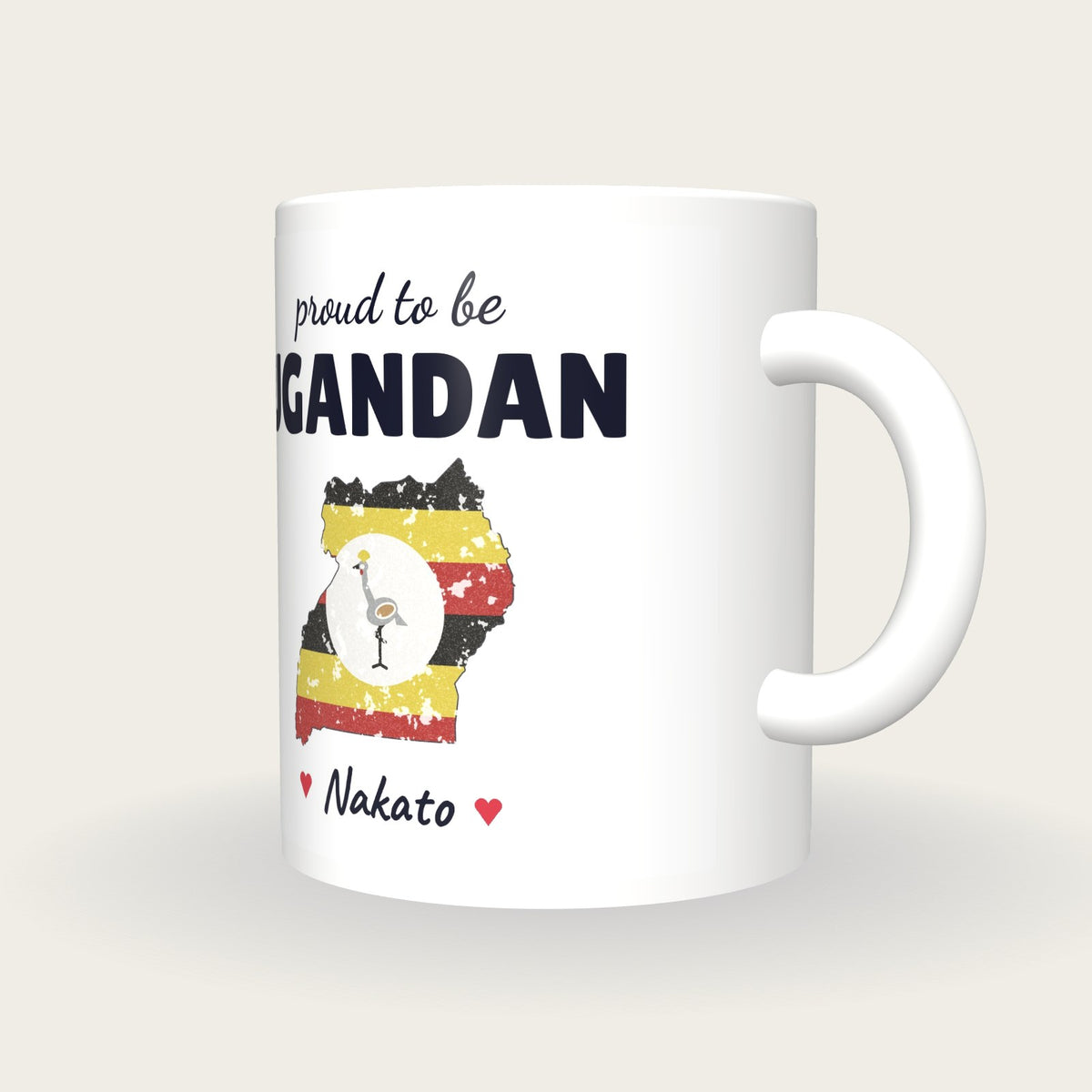 Personalised Uganda Map Mug, Proud To Be Ugandan, three-quarter view
