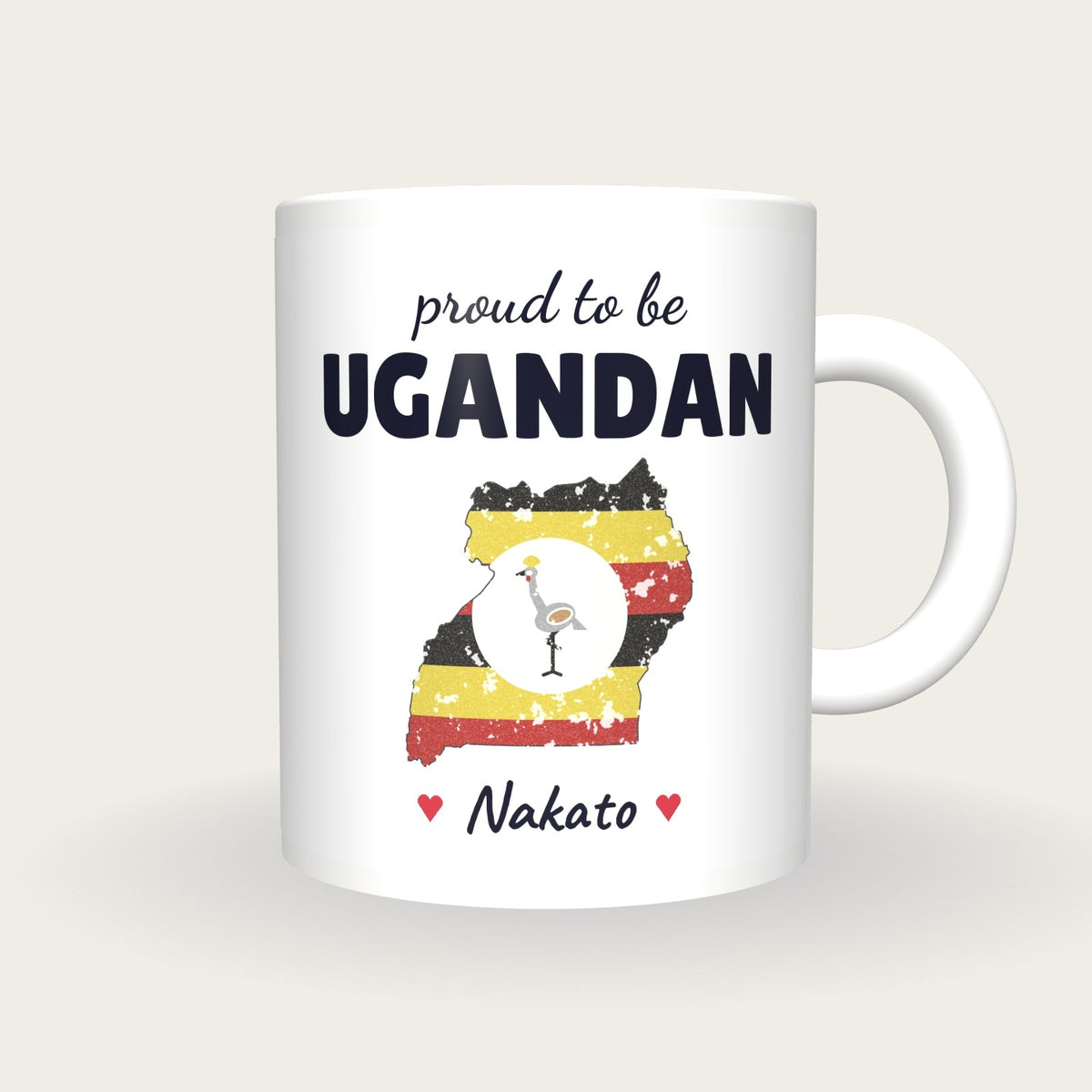 Personalised Uganda Map Mug, Proud To Be Ugandan, front
