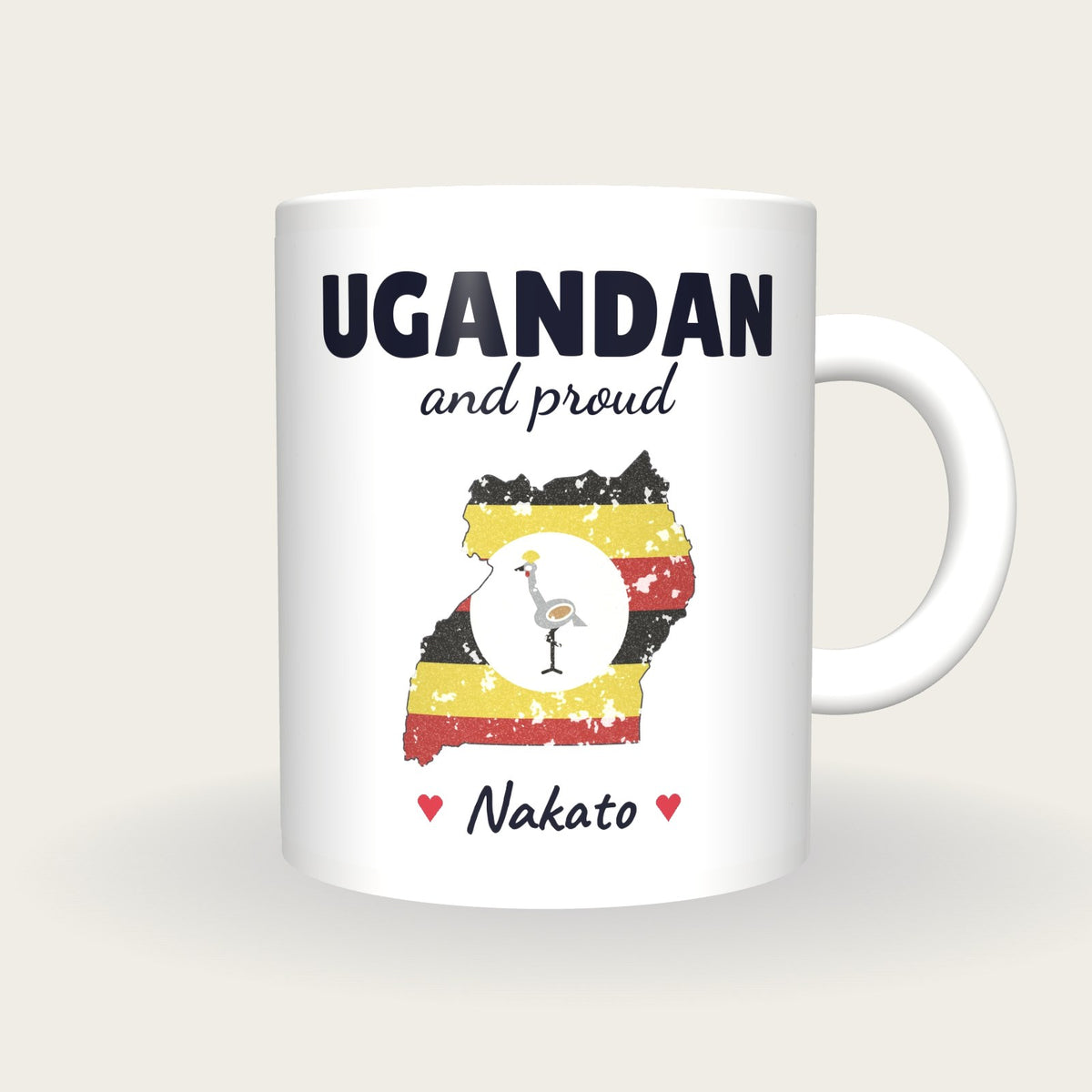 Personalised Uganda Map Mug, Ugandan And Proud, front
