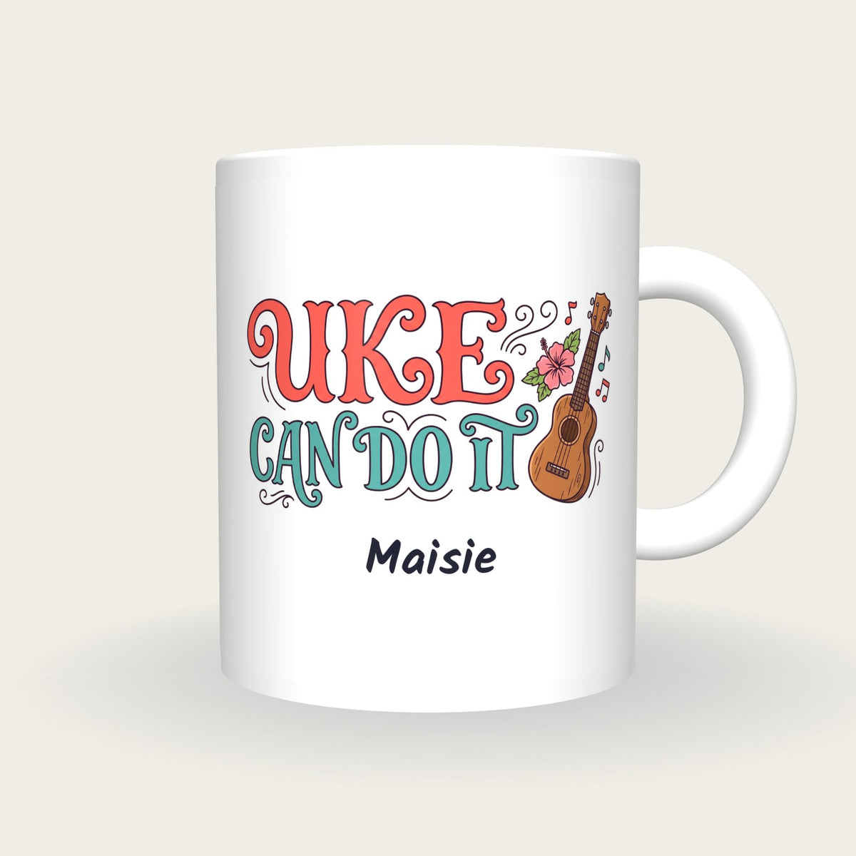 Personalised Uke Can Do It Ukulele Mug, front