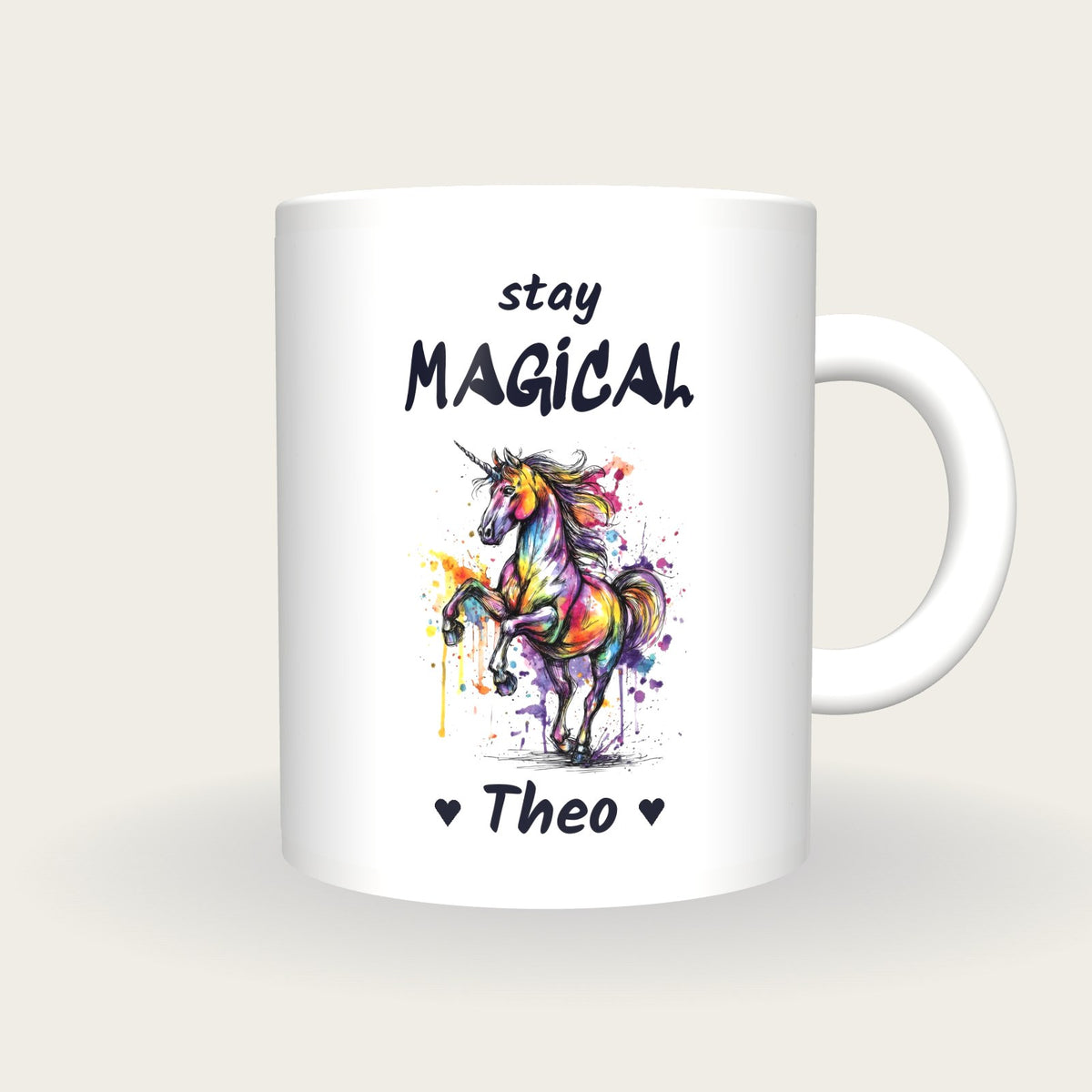 Personalised Unicorn Mug, Stay Magical, front