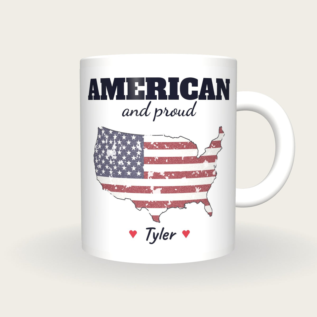Personalised United States Map Mug, American And Proud, front