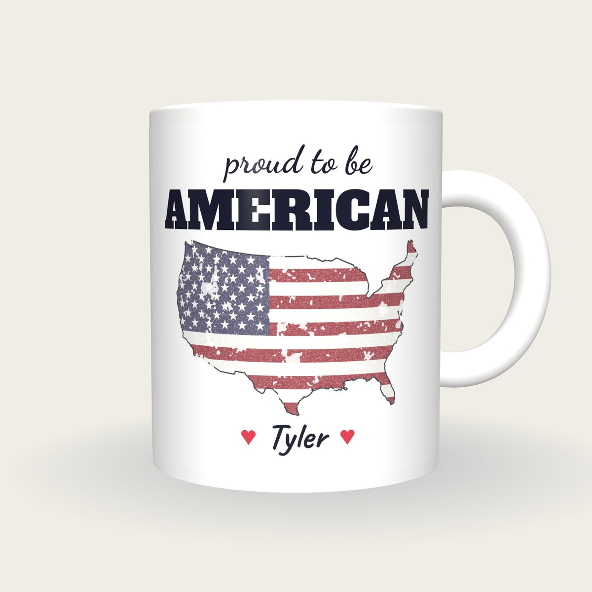 Personalised United States Map Mug, Proud To Be American, front