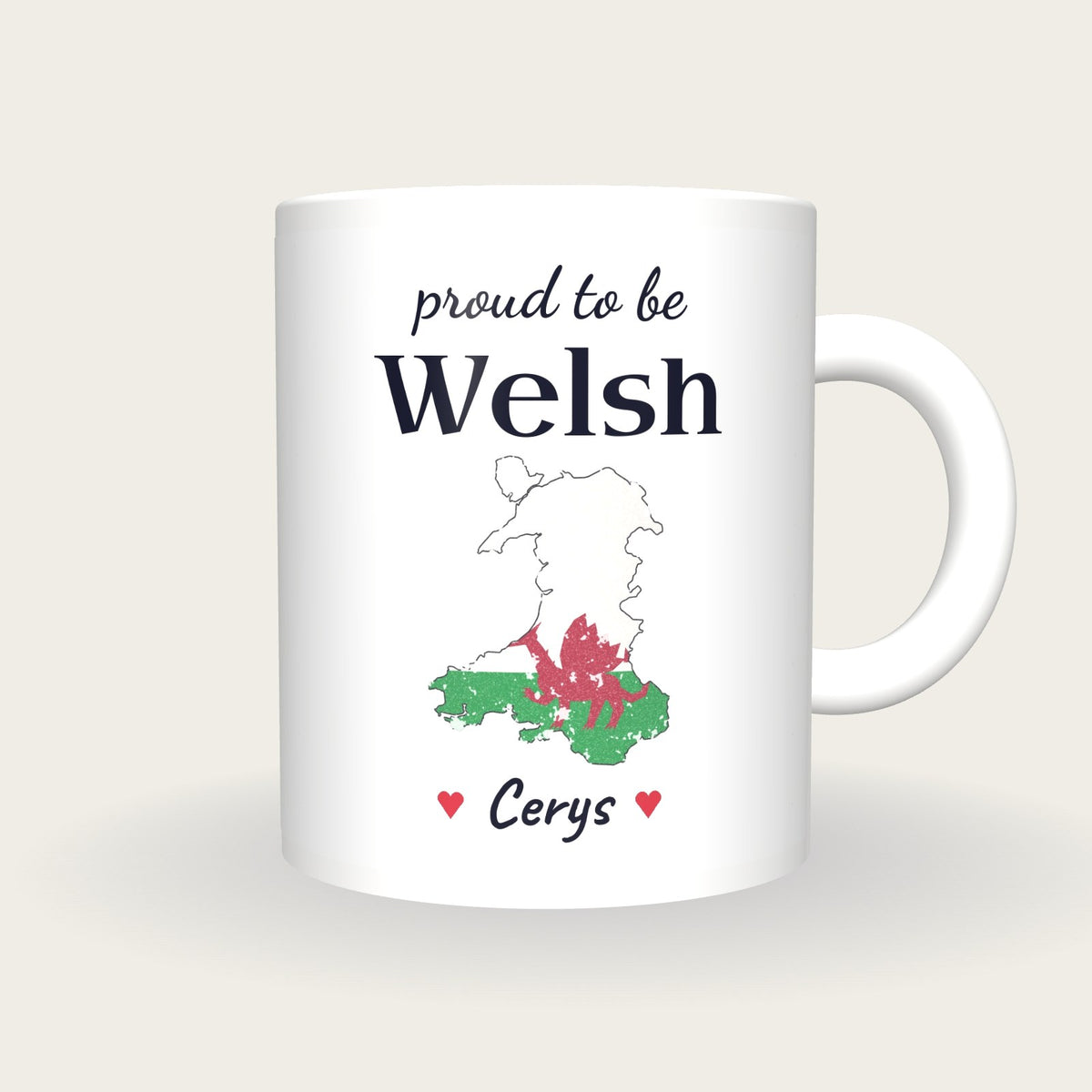 Personalised Wales Map Mug, Proud To Be Welsh, front