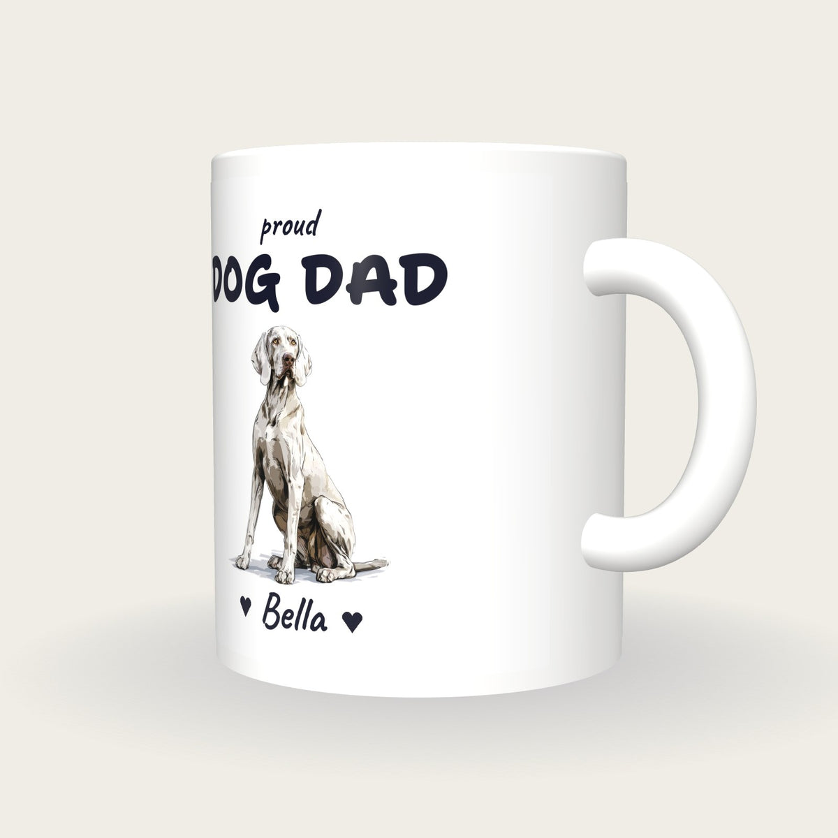 Personalised Weimaraner Dog Dad Mug, three-quarter view