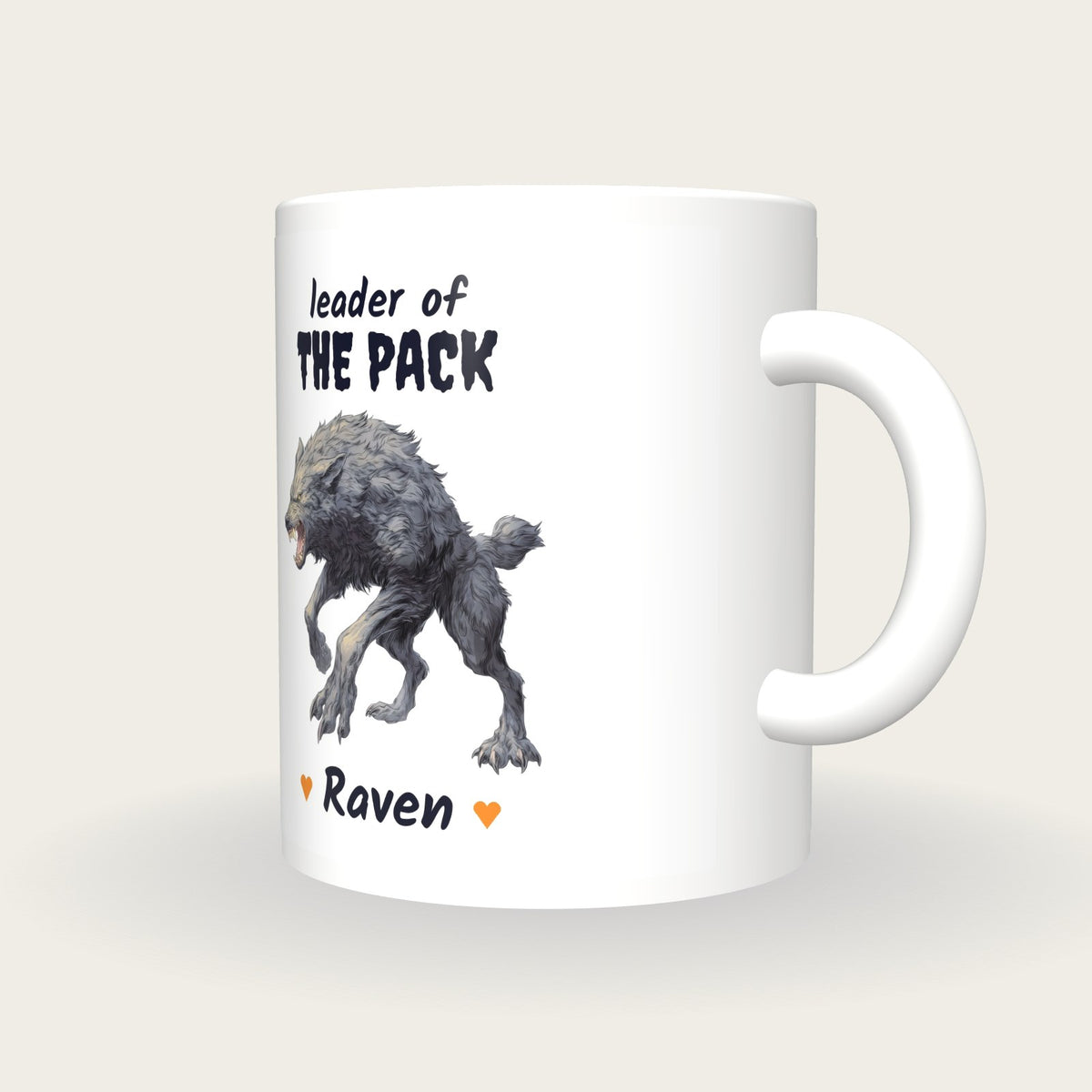 Personalised Werewolf Mug, Leader Of The Pack, three-quarter view