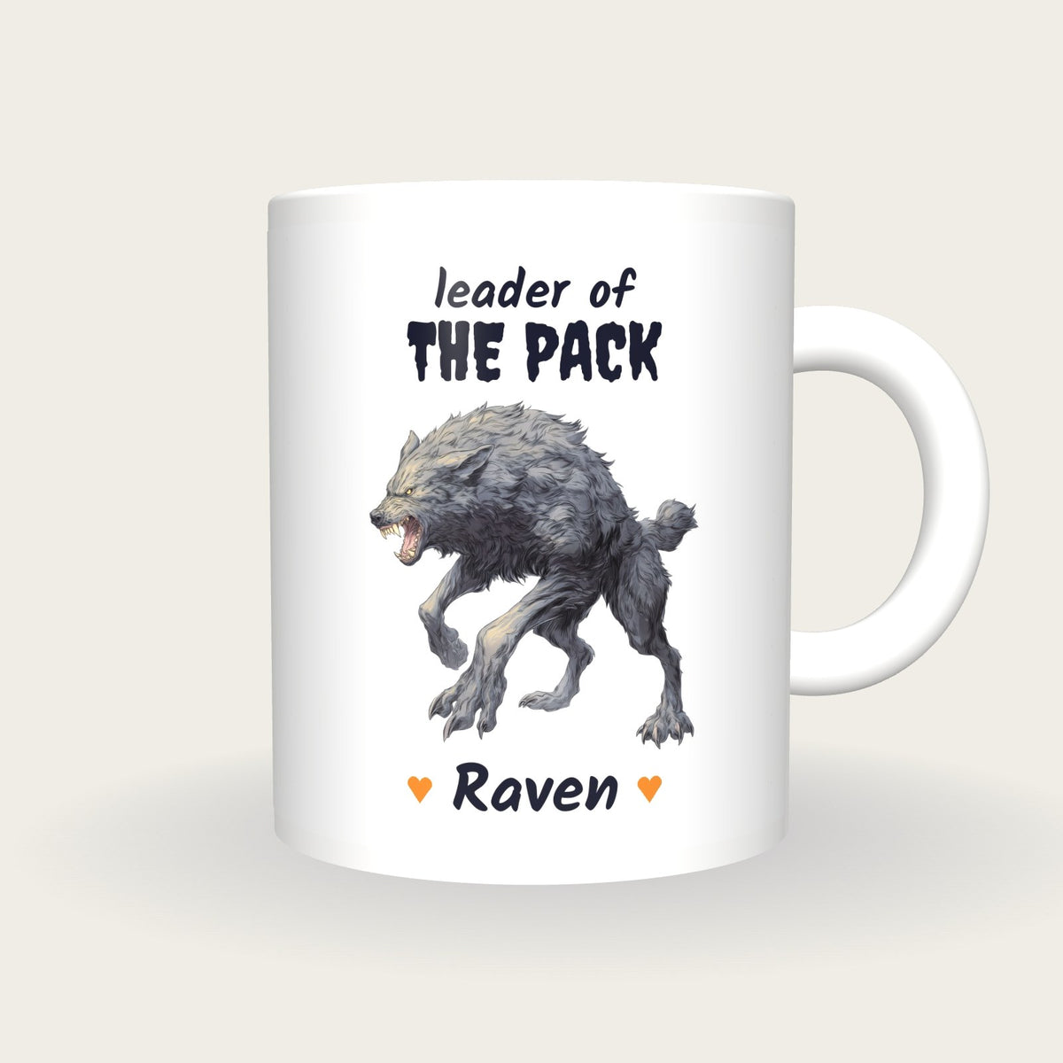 Personalised Werewolf Mug, Leader Of The Pack, front