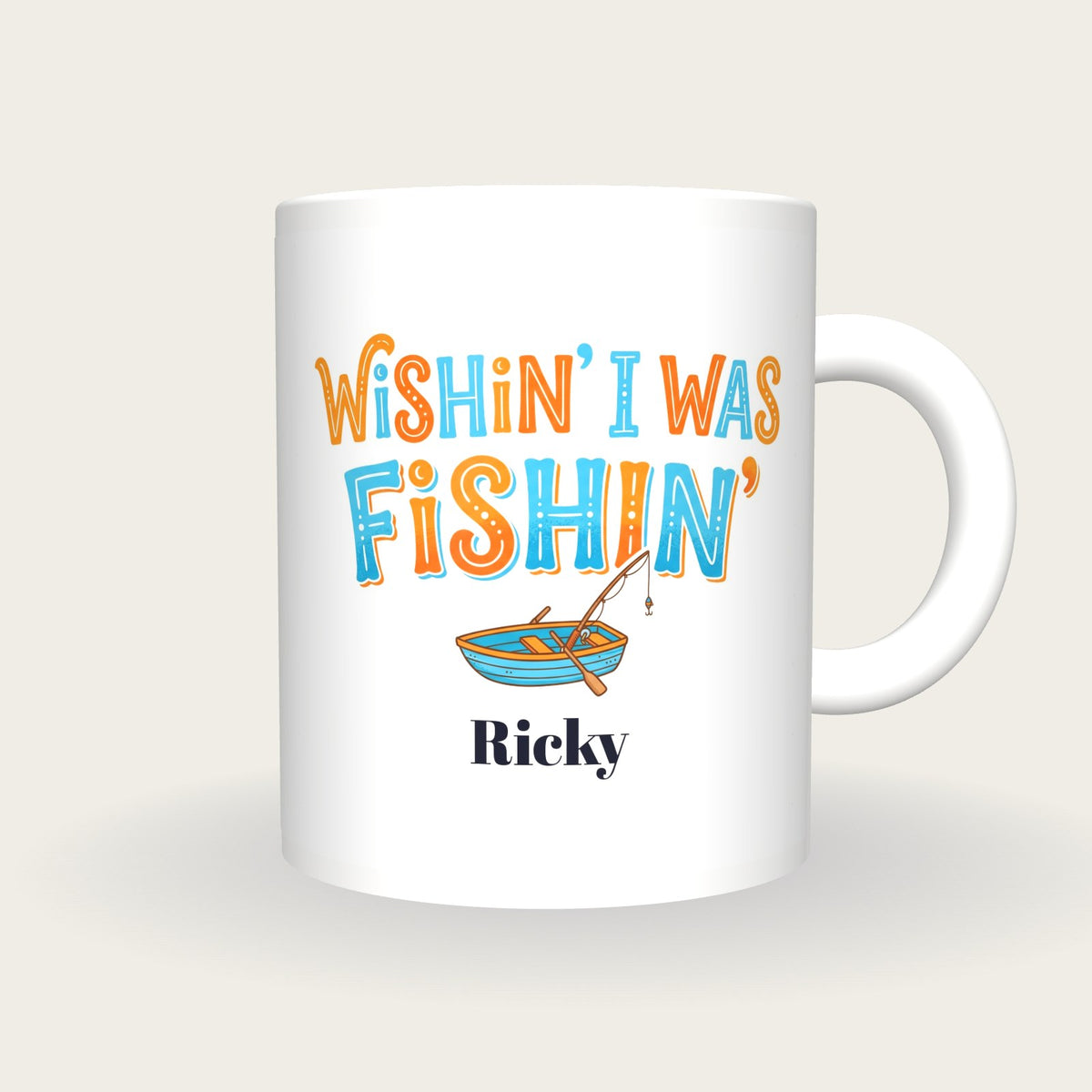 Personalised Wishin I Was Fishin Mug, front