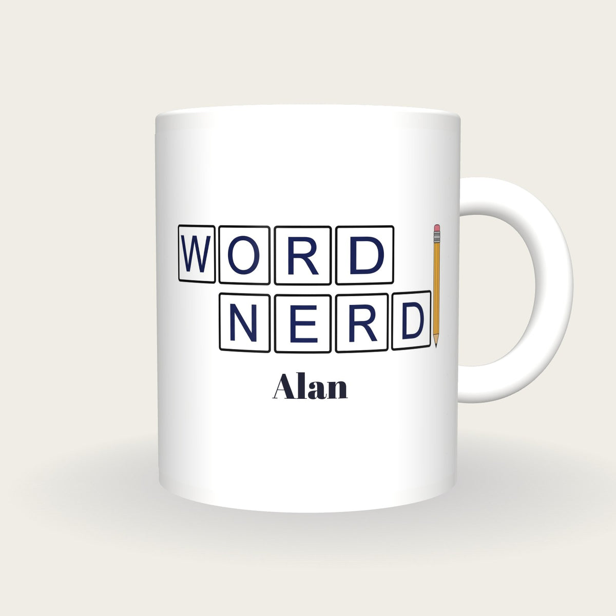 Personalised Word Nerd Crossword Mug, front