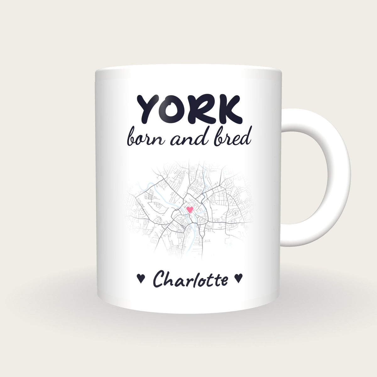 Personalised York Map Mug, York Born And Bred, front