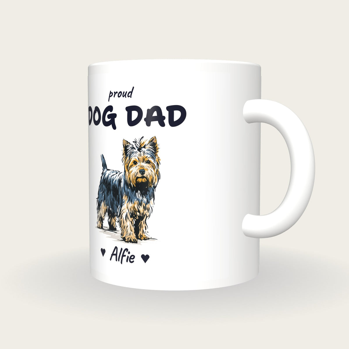 Personalised Yorkie Dog Dad Mug, three-quarter view