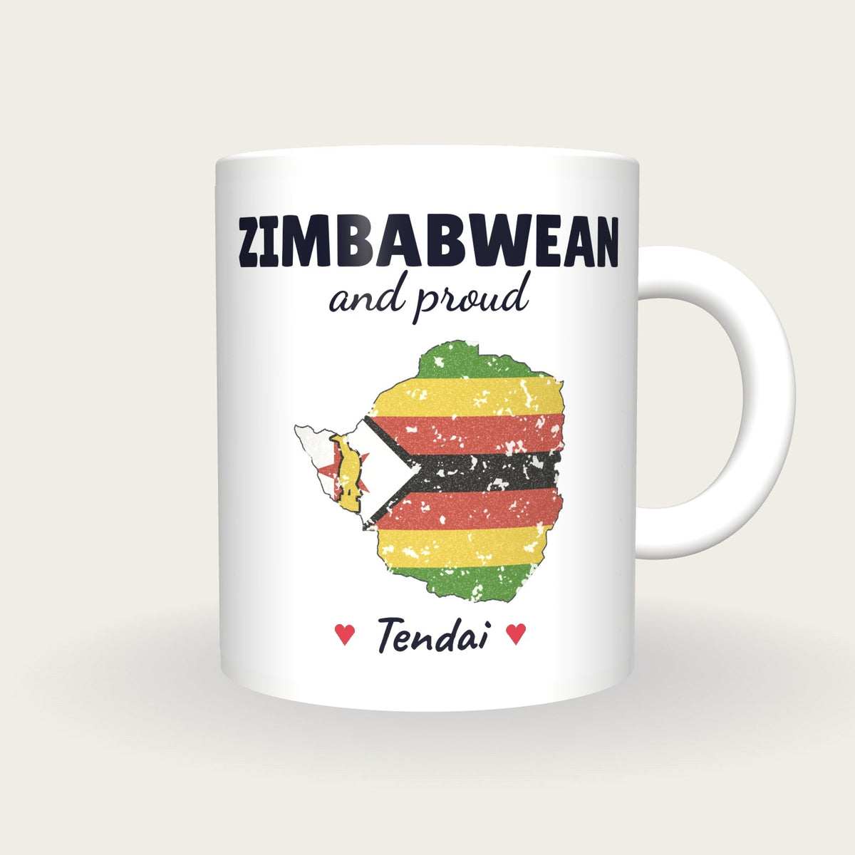 Personalised Zimbabwe Map Mug, Zimbabwean And Proud, front
