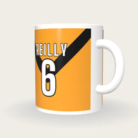 Personalised Amber with Black Chevron Rugby Shirt Mug, three-quarter view
