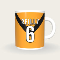 Personalised Amber with Black Chevron Rugby Shirt Mug, front