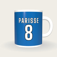 Personalised Azure and White Rugby Shirt Mug, front