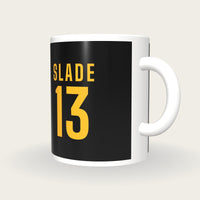 Personalised Black and Gold Rugby Shirt Mug, three-quarter view
