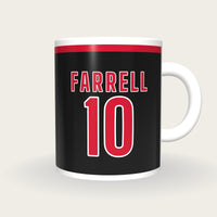 Personalised Black and Red Rugby Shirt Mug, front