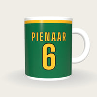 Personalised Green and Gold Rugby Shirt Mug, front