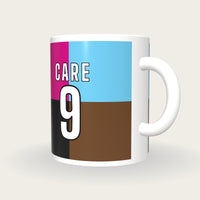 Personalised Multicoloured Quarters Rugby Shirt Mug, three-quarter view