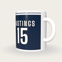 Personalised Navy and White Rugby Shirt Mug, three-quarter view