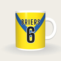 Personalised Primrose with Blue Chevron Rugby Shirt Mug, front