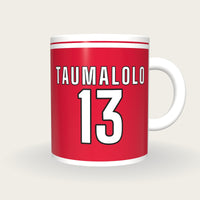 Personalised Scarlet and White Rugby Shirt Mug, front
