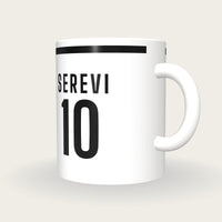 Personalised White and Black Rugby Shirt Mug, three-quarter view