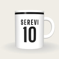Personalised White and Black Rugby Shirt Mug, front