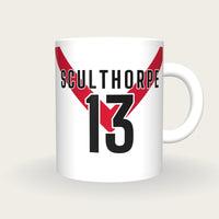 Personalised White with Red Chevron Rugby Shirt Mug, front