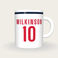 Personalised White and Red Rugby Shirt Mug, front