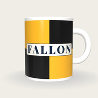 Personalised Black and Gold Quarters Jockey Silks Mug, front