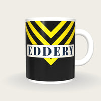 Personalised Black and Yellow Chevrons Jockey Silks Mug, front