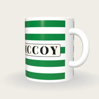 Personalised Emerald and White Hoops Jockey Silks Mug, three-quarter view