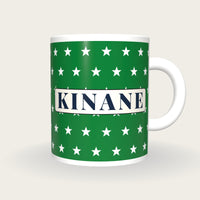 Personalised Green with White Stars Jockey Silks Mug, front