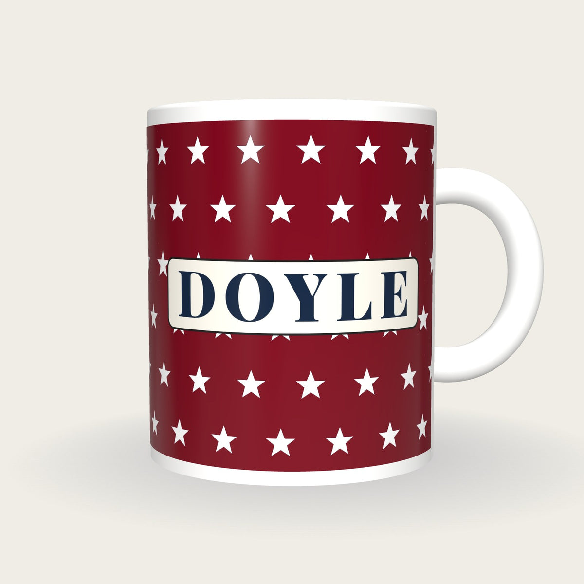 Personalised Maroon with White Stars Jockey Silks Mug, front